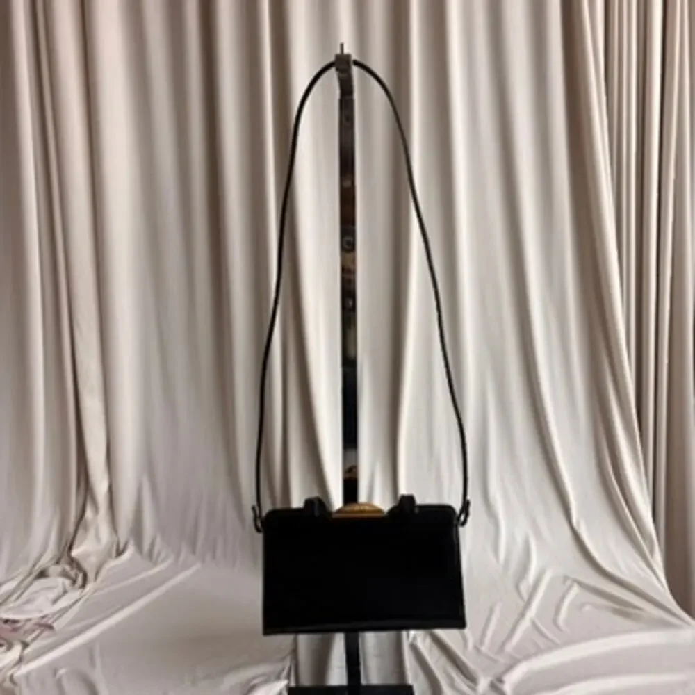 Vintage Valentino 80s Black Patent Leather Bag w/ Gold Clasp